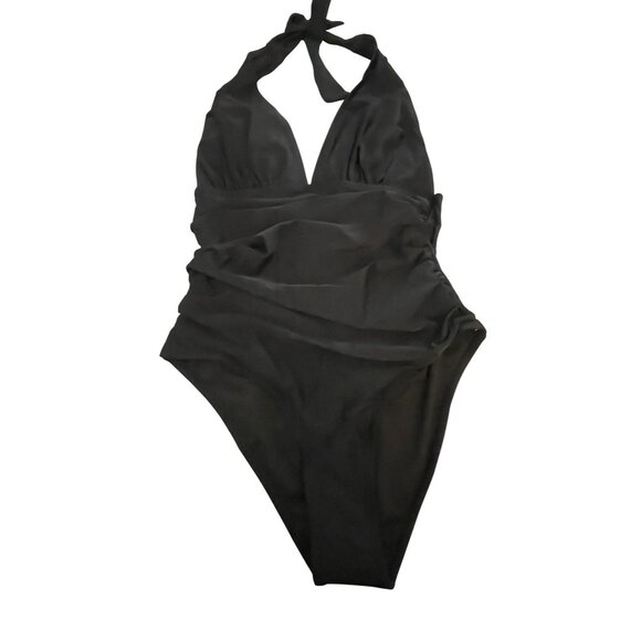 Aimage Black Size Small One Piece Halter Bathing Suit Swimsuit NWT - Picture 4 of 6